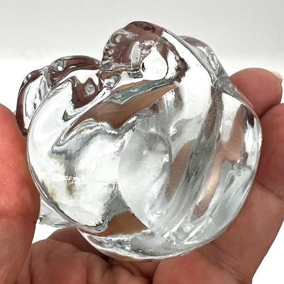 Vintage Fenton Red Ruby Heart Fenton Clear Glass Birthday Teddy Bear Figurine - Picture 9 of 15